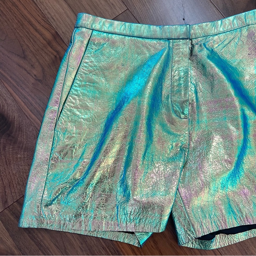 &Other Stories Iridescent Leather Shorts - Picture 3 of 6